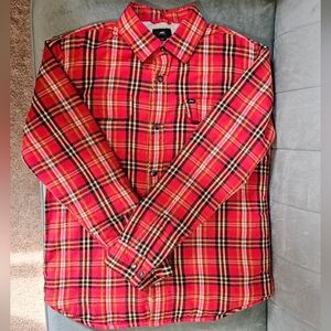 Obey Red Plaid Sherpa Lined Button Down Shirt Jacket Men's Medium